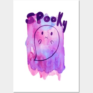 Spooky Purple Watercolor Ghost Posters and Art